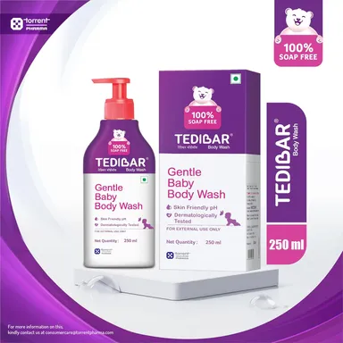 Tedibar Baby Body Wash 250ml | Soap-Free & Alkali-Free|pH 5.5, Gentle, Hypoallergenic, Moisturizing Skin Cleanser for Babies| Dermatologically Tested| Safe for Newborns & Sensitive Skin thumbnail 1