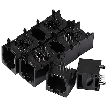 10pcs Vertical RJ45 8P8C Female PCB Connector 180‑Degree Ethernet LAN Port Modular Jack Socket for Network Boards, DIY Router PCB Projects, CAT5e/CAT6 image 1