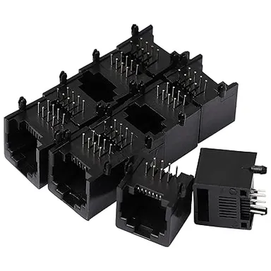 10pcs Vertical RJ45 8P8C Female PCB Connector 180‑Degree Ethernet LAN Port Modular Jack Socket for Network Boards, DIY Router PCB Projects, CAT5e/CAT6 thumbnail 0