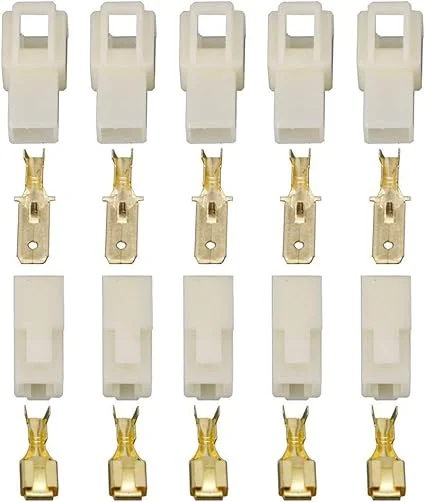 6.3mm ABS Male Female Automobile Wire Connectors | One-Way Car Plug | Electrical Cable Joint Set | 5 Pairs for Vehicles | Waterproof Use image 2