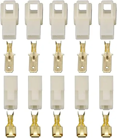 6.3mm ABS Male Female Automobile Wire Connectors | One-Way Car Plug | Electrical Cable Joint Set | 5 Pairs for Vehicles | Waterproof Use thumbnail 1