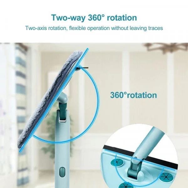 Triangle Microfiber Flat Floor Mop with Long Adjustable Handle for Corners|Wet & Dry Cleaning, Washable Pads| Rotatable Flat Head for Home Floor Cleaning image 2