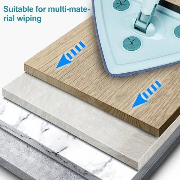 Triangle Microfiber Flat Floor Mop with Long Adjustable Handle for Corners|Wet & Dry Cleaning, Washable Pads| Rotatable Flat Head for Home Floor Cleaning image 3
