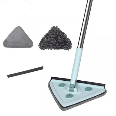Triangle Microfiber Flat Floor Mop with Long Adjustable Handle for Corners|Wet & Dry Cleaning, Washable Pads| Rotatable Flat Head for Home Floor Cleaning thumbnail 4
