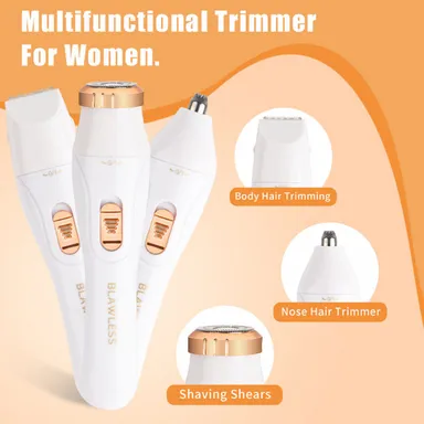 3 in 1 Hair Remover Trimmer for Women | Cordless, Rechargeable, Waterproof Facial, Eyebrow & Body Hair Trimmer | Portable Grooming Device for Sensitive Skin thumbnail 3