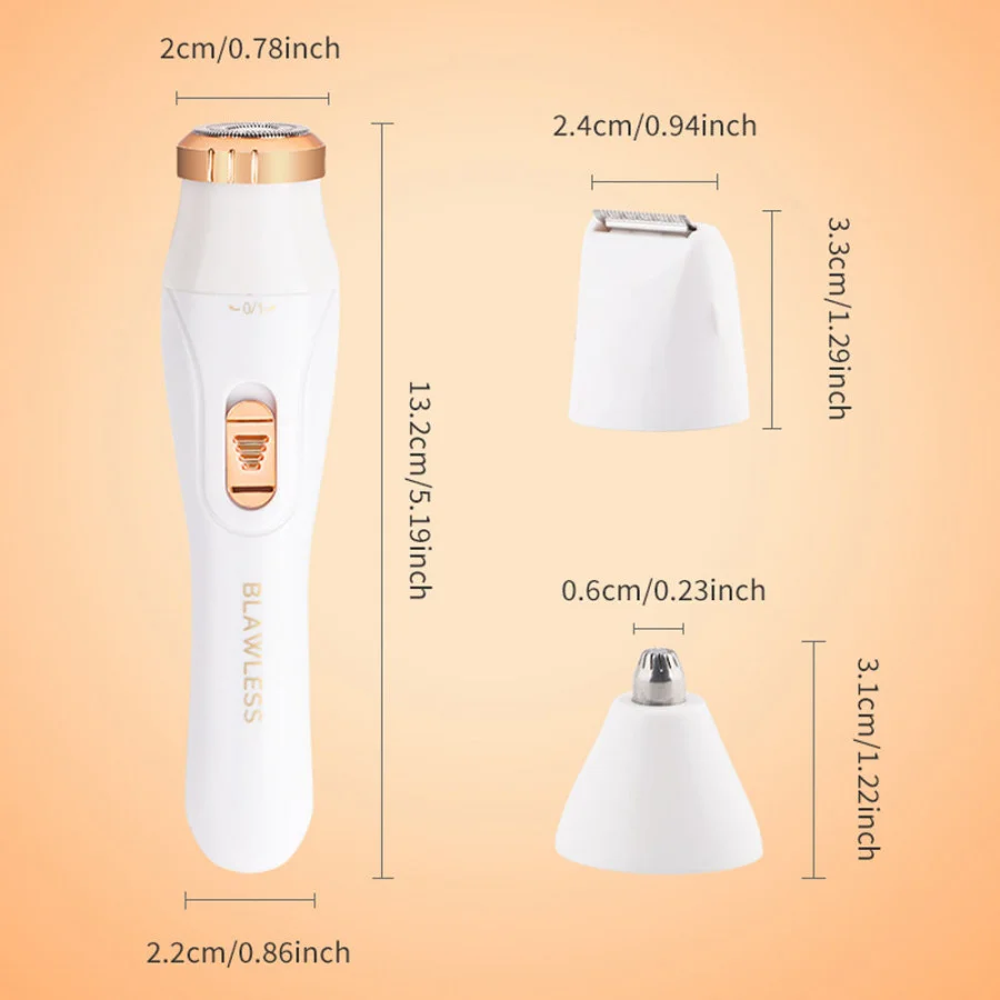 3 in 1 Hair Remover Trimmer for Women | Cordless, Rechargeable, Waterproof Facial, Eyebrow & Body Hair Trimmer | Portable Grooming Device for Sensitive Skin image 8
