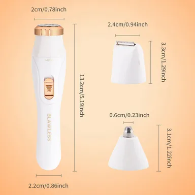3 in 1 Hair Remover Trimmer for Women | Cordless, Rechargeable, Waterproof Facial, Eyebrow & Body Hair Trimmer | Portable Grooming Device for Sensitive Skin thumbnail 7
