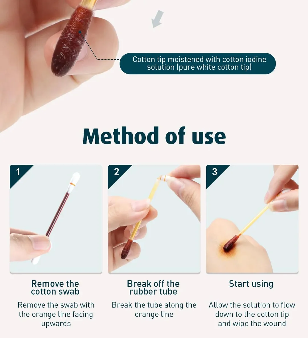 Kliffoo 50pcs Povidone‑Iodophor Iodine Swabsticks | Portable First Aid Medical Cotton Swabs for Cuts| Wounds, Ear & Nose Care| Outdoor Hygiene & Emergency Use image 1