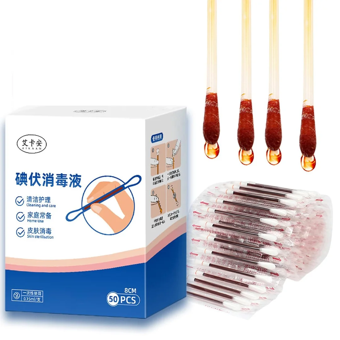 Kliffoo 50pcs Povidone‑Iodophor Iodine Swabsticks | Portable First Aid Medical Cotton Swabs for Cuts| Wounds, Ear & Nose Care| Outdoor Hygiene & Emergency Use image 5