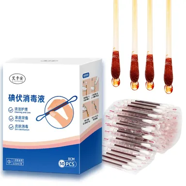 Kliffoo 50pcs Povidone‑Iodophor Iodine Swabsticks | Portable First Aid Medical Cotton Swabs for Cuts|  Wounds, Ear & Nose Care| Outdoor Hygiene & Emergency Use thumbnail 4