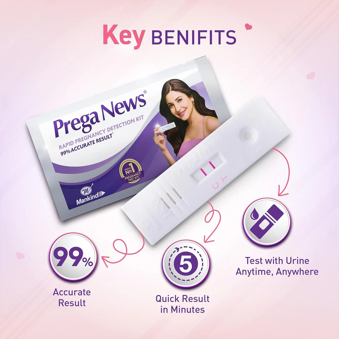 Prega News Home Urine HCG Pregnancy Test Kit Pack of 4 – Rapid 99% Accurate One‑Step Pregnancy Test with 5 Min Results & Easy Home Use image 4
