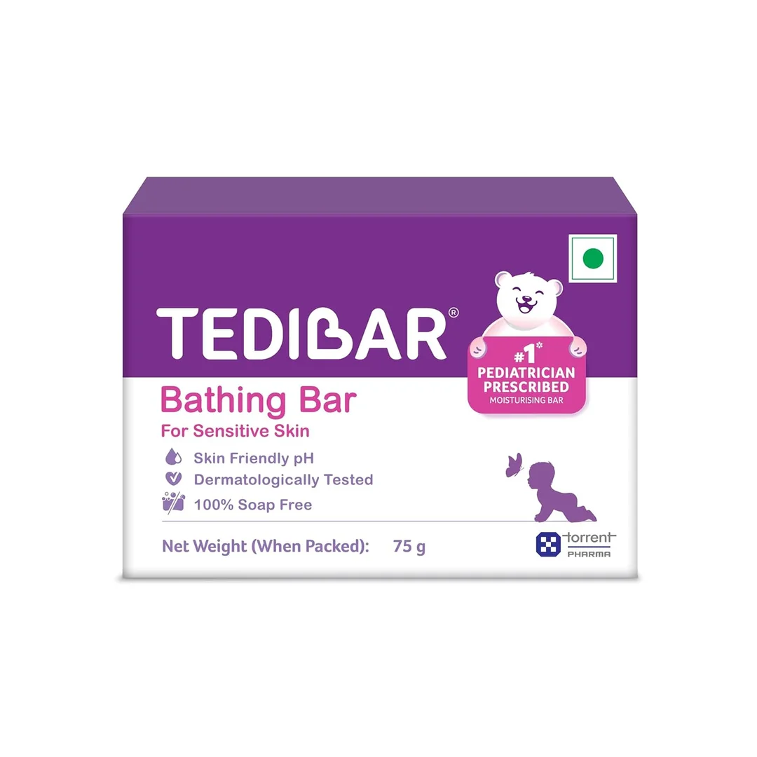 Tedibar Baby Moisturising Bathing Bar 75g |100% Soap Free & Pediatrician Recommended image 1