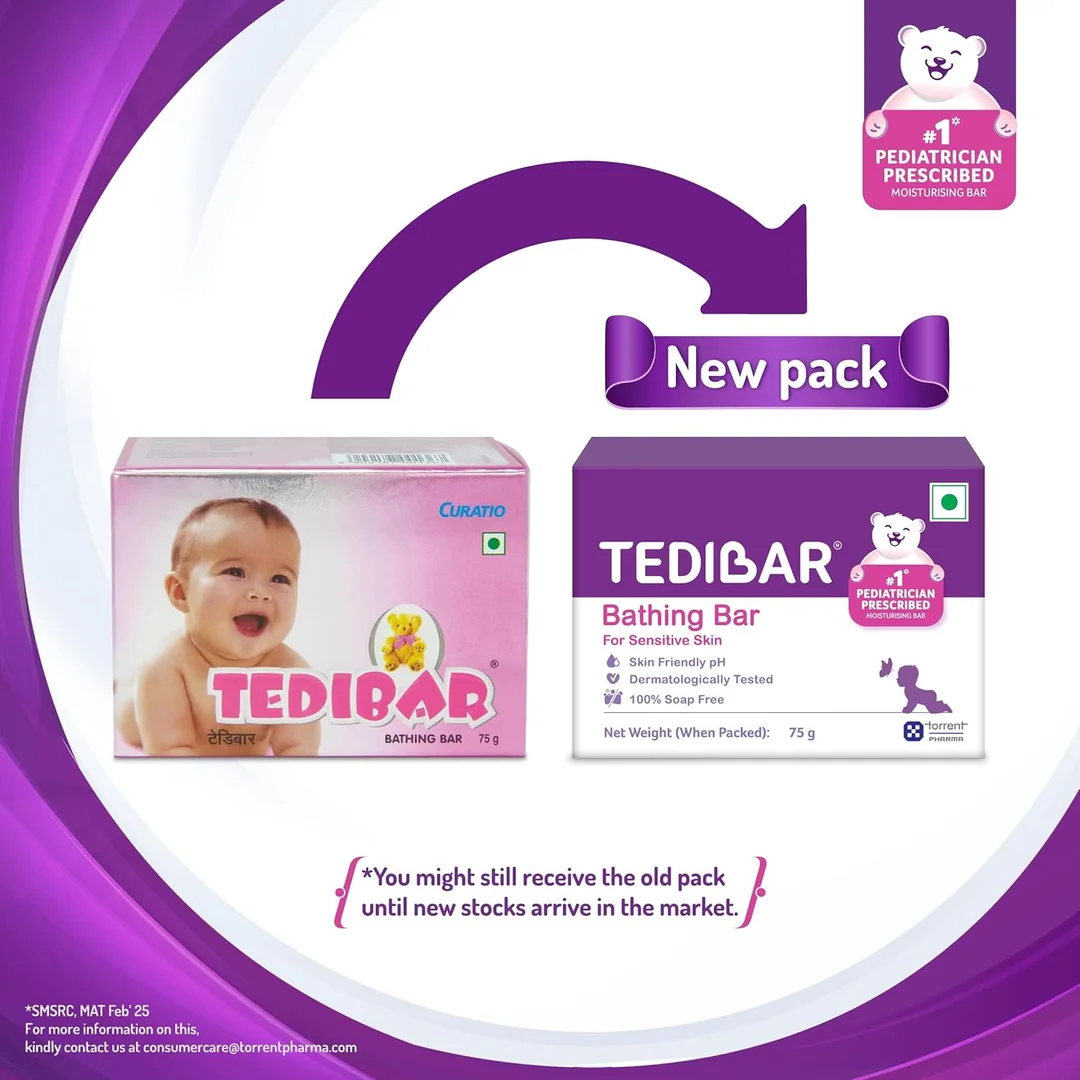 Tedibar Baby Moisturising Bathing Bar 75g |100% Soap Free & Pediatrician Recommended image 2
