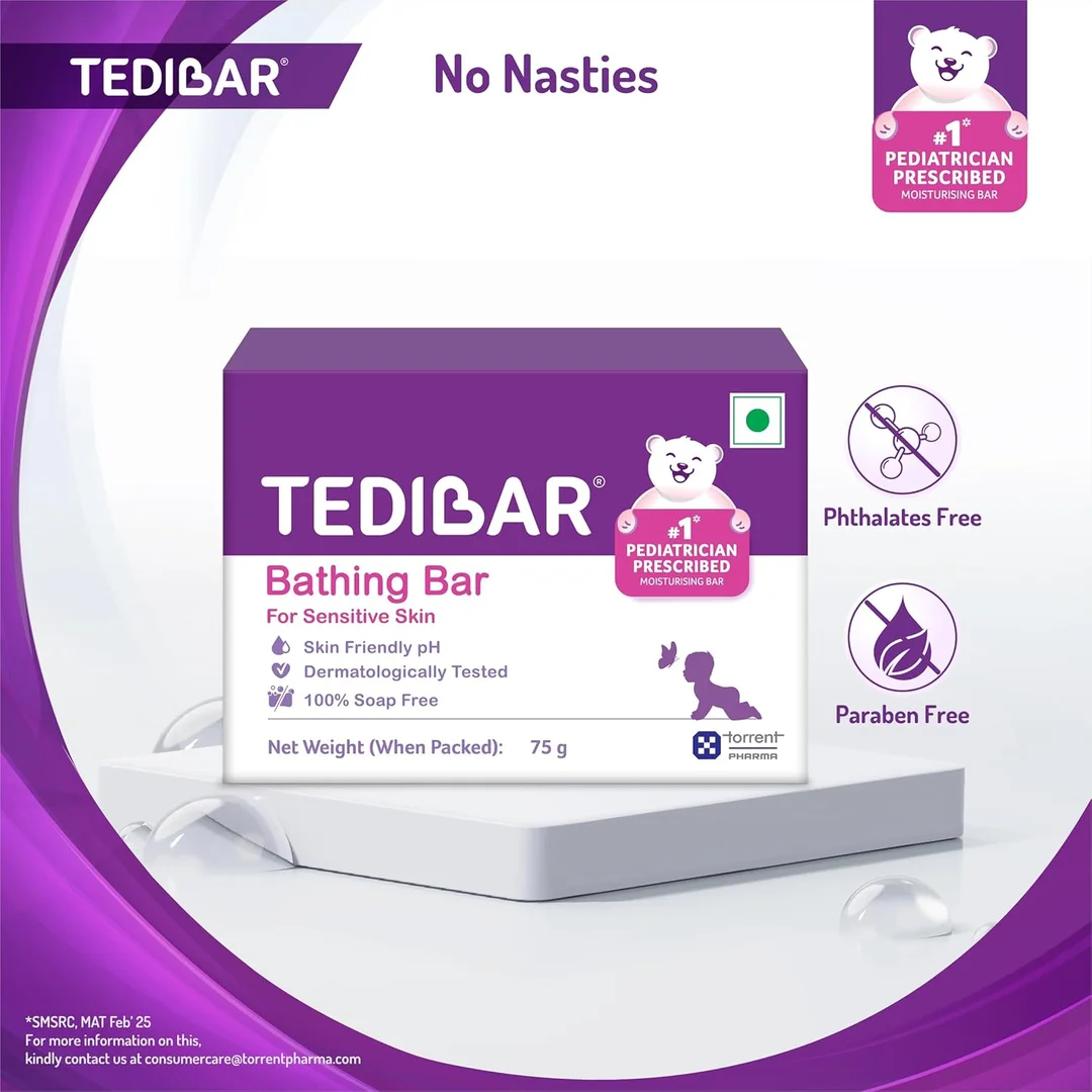 Tedibar Baby Moisturising Bathing Bar 75g |100% Soap Free & Pediatrician Recommended image 4