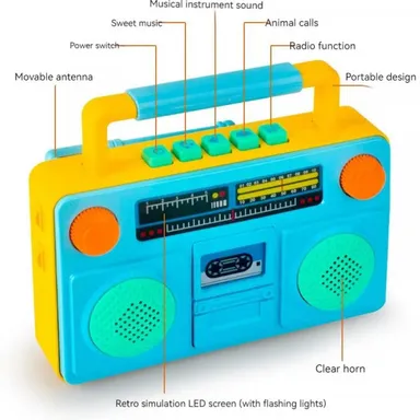KART Baby Musical Radio Toy Vintage Tape Recorder Style Kids Radio Toy with Light & Sound for Babies Toddlers | Fun Musical Toy for Infants thumbnail 4