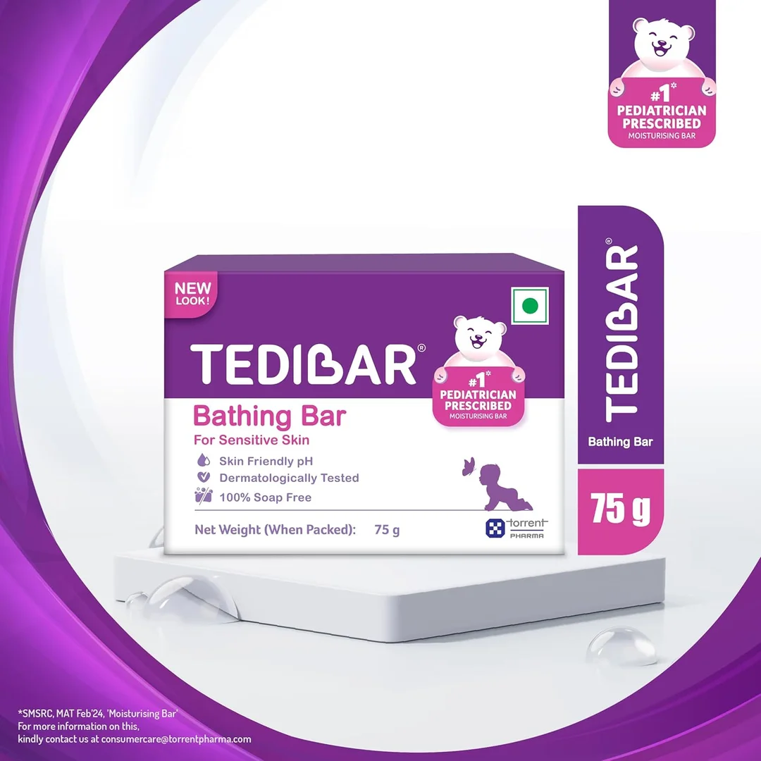 Tedibar Moisturising Baby Bathing Bar 75g x 3 | Soap-Free | Pediatrician Recommended for Sensitive Skin | Pack of 3 image 2