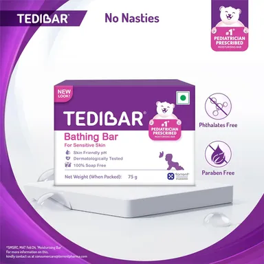 Tedibar Moisturising Baby Bathing Bar 75g x 3 | Soap-Free | Pediatrician Recommended for Sensitive Skin | Pack of 3 thumbnail 7