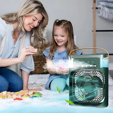 Personal Air Cooler, Portable Air Conditioner Fan, Mini Evaporative Cooler with 7 Colors LED Light, 1/2/3 H Timer, 3 Wind Speeds and 3 Spray. thumbnail 2