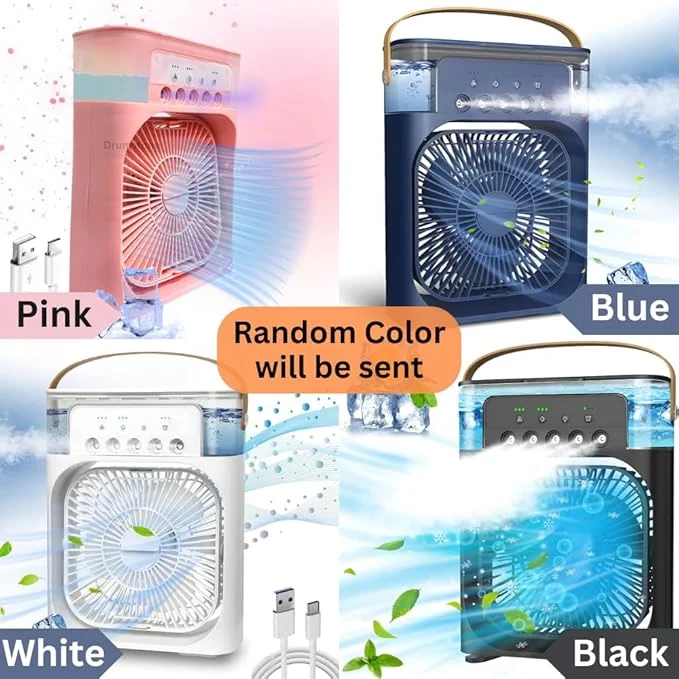 Personal Air Cooler, Portable Air Conditioner Fan, Mini Evaporative Cooler with 7 Colors LED Light, 1/2/3 H Timer, 3 Wind Speeds and 3 Spray. image 5