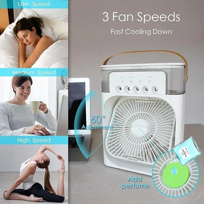 Portable Air Conditioner Fan for Personal Use | Mini USB Table Air Cooler for Home & Office | Air Cooler, Humidifier & Fan Combo | Compact Mini AC for Home, Office & Bedroom. image 2