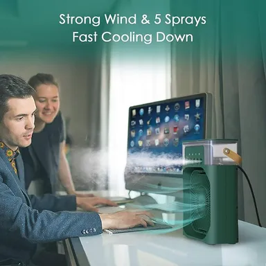 Portable Air Conditioner Fan for Personal Use | Mini USB Table Air Cooler for Home & Office | Air Cooler, Humidifier & Fan Combo | Compact Mini AC for Home, Office & Bedroom. thumbnail 4