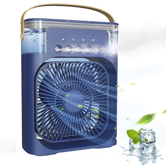 Portable Mini Air Conditioner Fan with Cool Mist Humidifier, 7-Color LED Light and Timer for Room and Office image 1