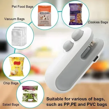 Portable Mini Sealing Machine, Handheld Packet Sealer for Food, Snacks, Chips, Fresh Storage, Plastic Bags Sealing Machine. thumbnail 1