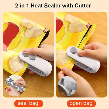 Plastic Bag Sealing Machine | Mini Bag Sealer with Cutter and Magnet | Packet Sealer for Food, Chips, Snacks, Traveling Food Packets Bags. thumbnail 3