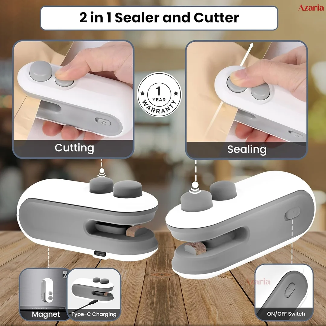 Plastic Bag Sealing Machine | Mini Bag Sealer with Cutter and Magnet | Packet Sealer for Food, Chips, Snacks, Traveling Food Packets Bags. image 5