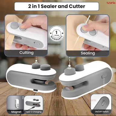 Plastic Bag Sealing Machine | Mini Bag Sealer with Cutter and Magnet | Packet Sealer for Food, Chips, Snacks, Traveling Food Packets Bags. thumbnail 4