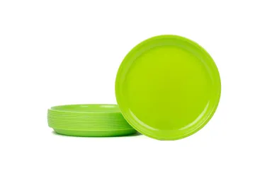 plastic plate set of 6 peace green|Green Plastic Dinner Plate Set | 6 Piece Reusable Unbreakable Plates