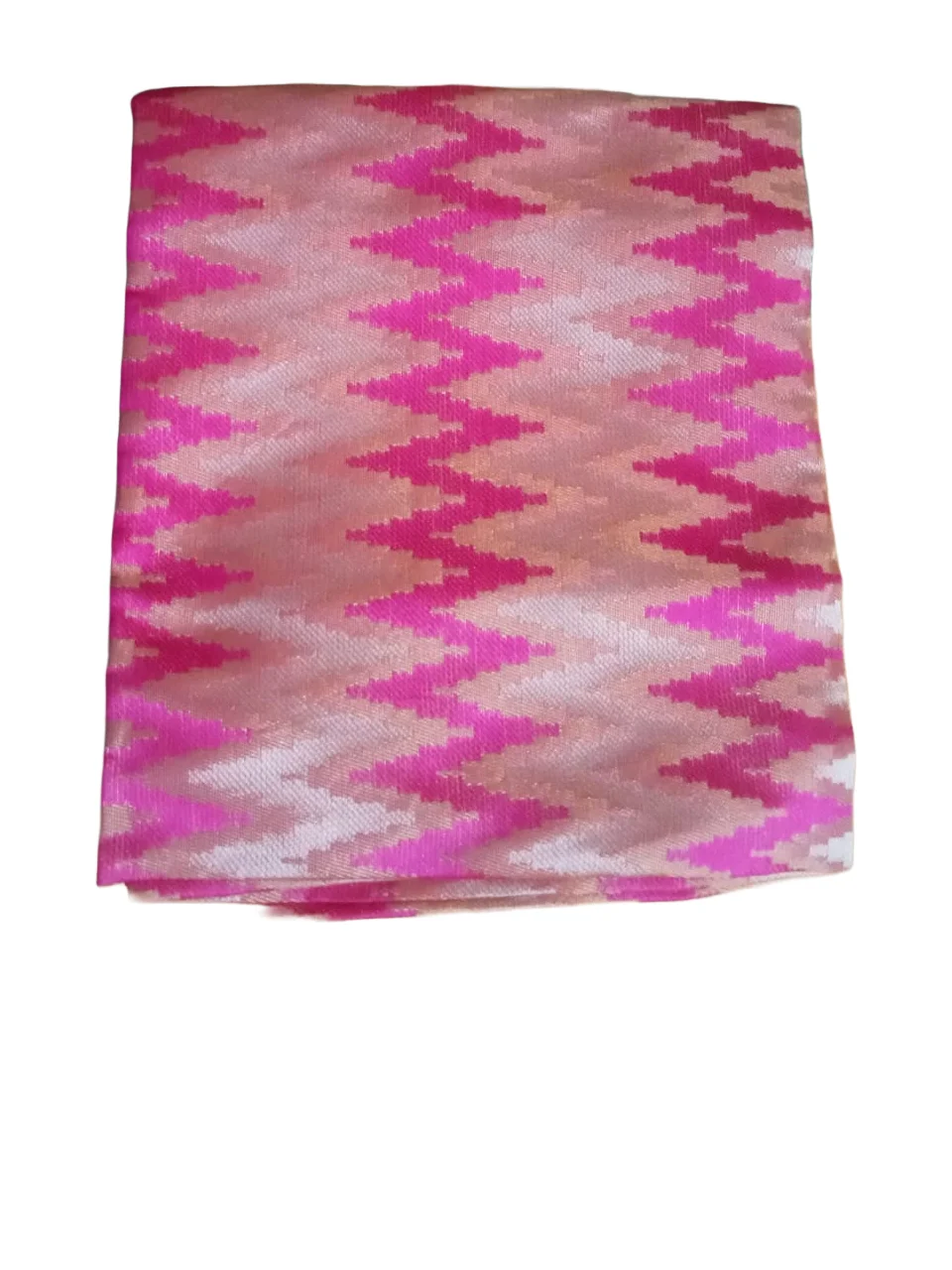 Pink Zig Zag Ikkat Design Unstitched Blouse Piece for Women – Soft Silk Finish Fabric (1 Meter) image 1