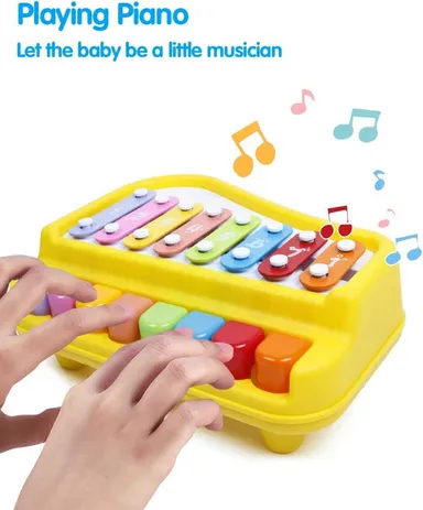 2‑in‑1 Xylophone and Mini Piano Musical Toy for Toddlers and Kids | Non-Toxic| Colourful Educational Instrument for Early Music Learning  