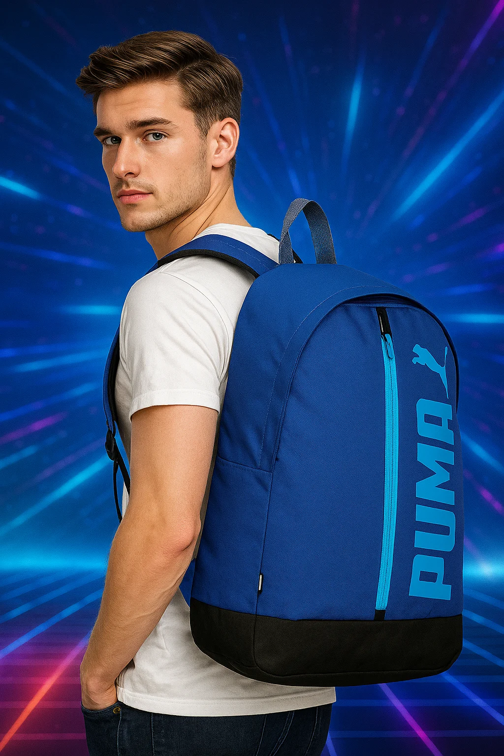 Puma Premium Blue Bag | 35L Capacity | Water-Resistant | School, College & Travel Bag for Men & Women image 4