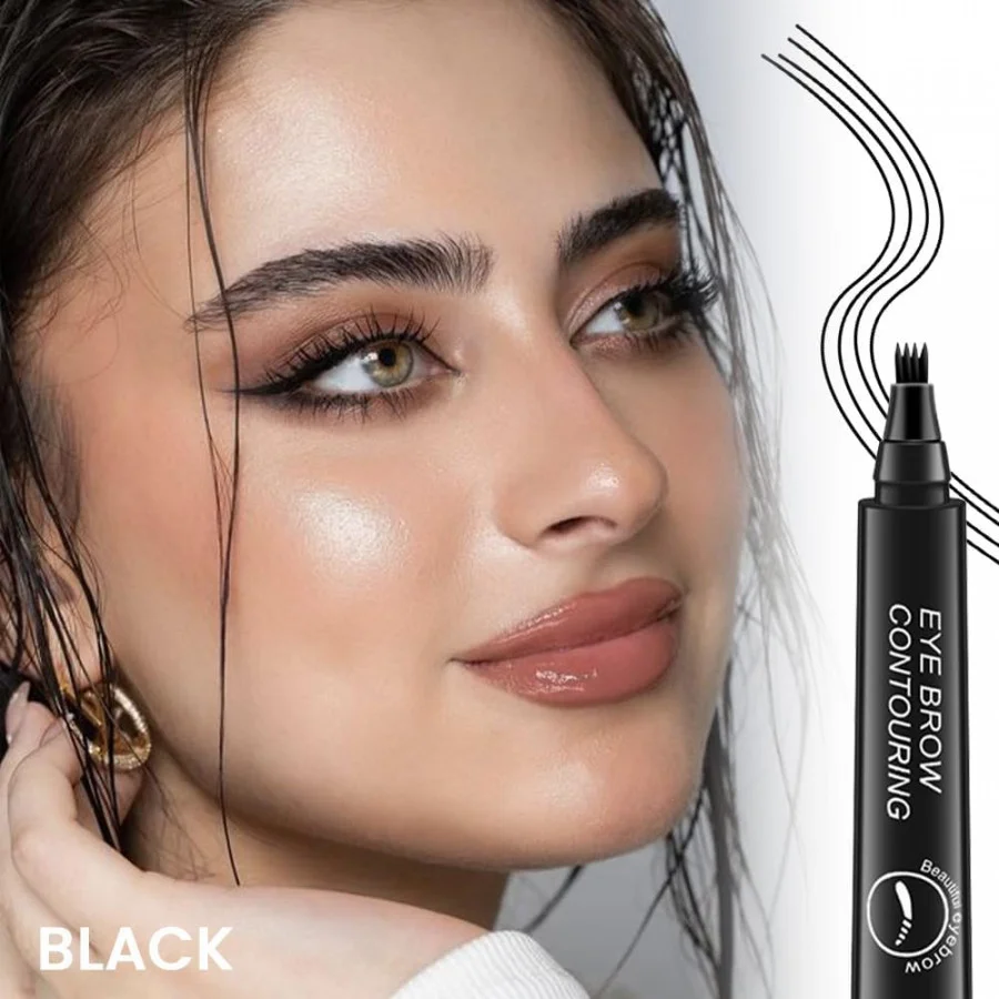 Etszaz Eyebrow Pencil 4‑Point Microblading Brow Pen Black | Waterproof, Smudge‑Proof|Long-Lasting Brow Filler for Natural| Defined Indian Eyebrows| Daily Use, Affordable Beauty Tool image 2