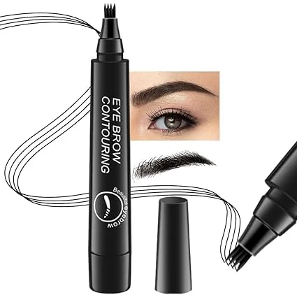 Etszaz Eyebrow Pencil 4‑Point Microblading Brow Pen Black | Waterproof, Smudge‑Proof|Long-Lasting Brow Filler for Natural| Defined Indian Eyebrows| Daily Use, Affordable Beauty Tool image 1