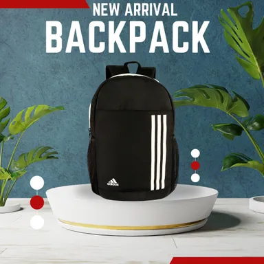 ADIDAS Classic 4S 25 L Laptop Backpack Black Polyester Durable Daypack for Students Office Travel | Padded Compartmen|Water‑Resistant Urban Work/College Bag thumbnail 1