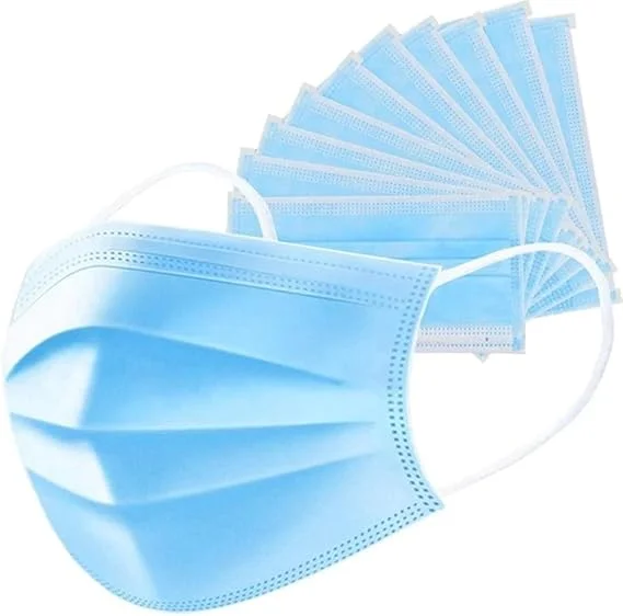 Blue 3-Ply Nonwoven Disposable Face Mask 50pcs – Breathable Polypropylene Fabric, Elastic Ear Loops, Secure Nose Clip, Daily & Medical Protection image 1