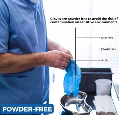Medical & Food-Safe Blue Nitrile Disposable Gloves | Powder-Free | Latex-Free | CE & FDA Approved | Pack of 100 (M Size) thumbnail 1