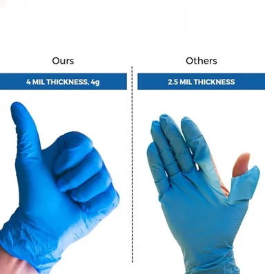 Medical & Food-Safe Blue Nitrile Disposable Gloves | Powder-Free | Latex-Free | CE & FDA Approved | Pack of 100 (M Size) thumbnail 2