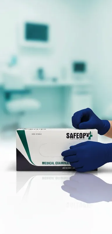 Medical & Food-Safe Blue Nitrile Disposable Gloves | Powder-Free | Latex-Free | CE & FDA Approved | Pack of 100 (M Size) thumbnail 5