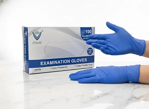 Medical & Food-Safe Blue Nitrile Disposable Gloves | Powder-Free | Latex-Free | CE & FDA Approved | Pack of 100 (M Size) image 1