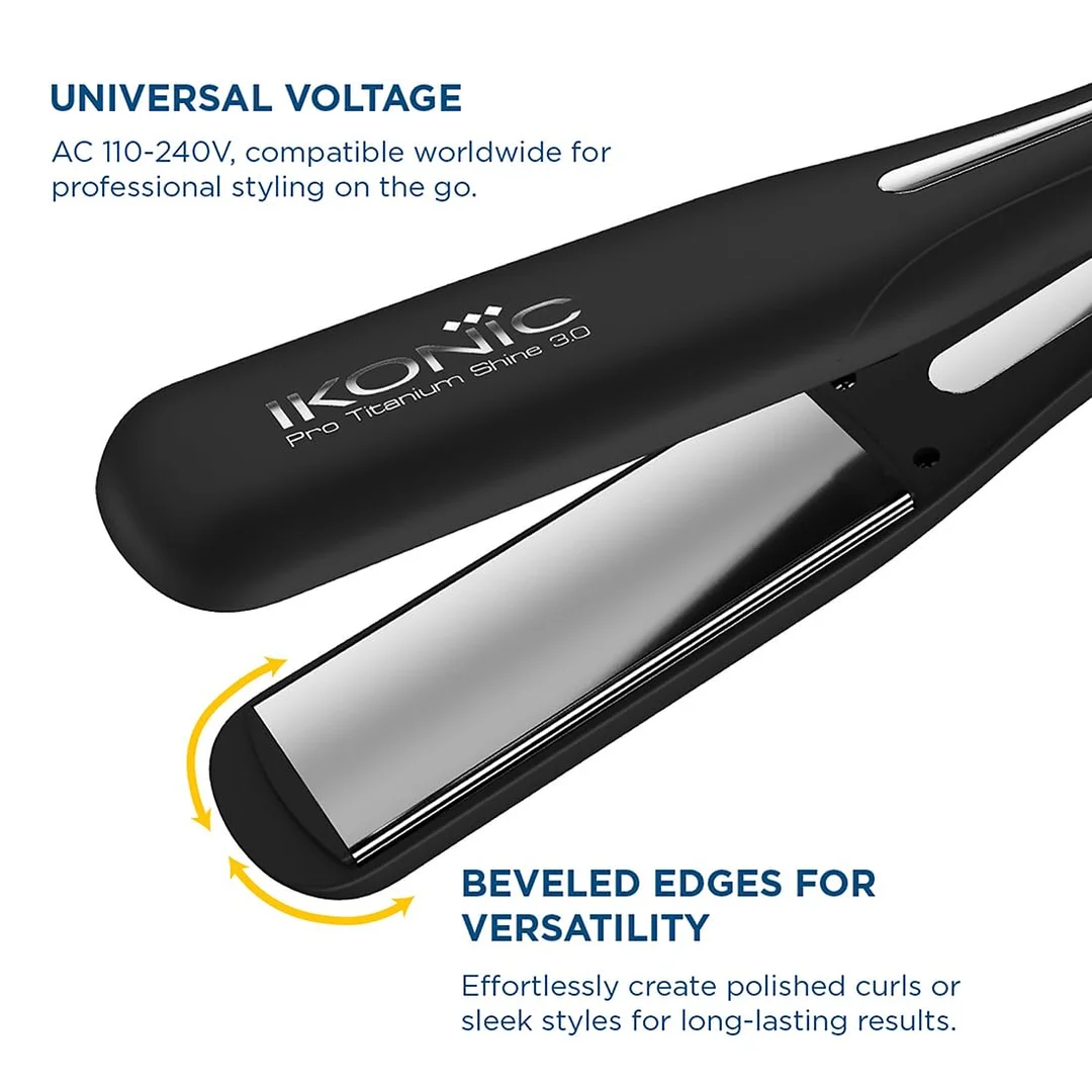 Ikonic Professional Pro Titanium Shine 3.0 Hair Straightener with 1.5” Titanium Floating Plates Black | Salon-Grade Digital Temperature Control 150–230°C, Frizz-Free Smooth Styling for All Hair Types, Professional Hair Styling Tool image 4