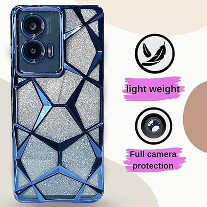 Gradient Glitter Case for Moto Edge 50 Fusion/Moto G96, Luxury Electroplated 3D Cube, Diamond Bling Shiny Soft TPU Clear Shockproof Women Girls Protective Phone Cover image 2