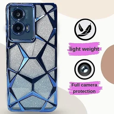  Gradient Glitter Case for Moto Edge 50 Fusion/Moto G96, Luxury Electroplated 3D Cube, Diamond Bling Shiny Soft TPU Clear Shockproof Women Girls Protective Phone Cover  thumbnail 1