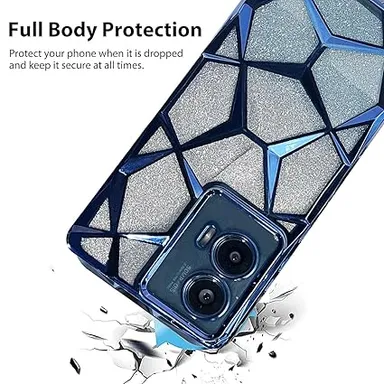  Gradient Glitter Case for Moto Edge 50 Fusion/Moto G96, Luxury Electroplated 3D Cube, Diamond Bling Shiny Soft TPU Clear Shockproof Women Girls Protective Phone Cover  thumbnail 2
