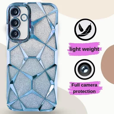 Gradient Glitter Case for Samsung A55, Luxury Electroplated 3D Cube, Diamond Bling Shiny Soft TPU Clear Shockproof Women Girls Protective Phone Cover  thumbnail 0