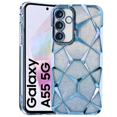 Gradient Glitter Case for Samsung A55, Luxury Electroplated 3D Cube, Diamond Bling Shiny Soft TPU Clear Shockproof Women Girls Protective Phone Cover  thumbnail 2