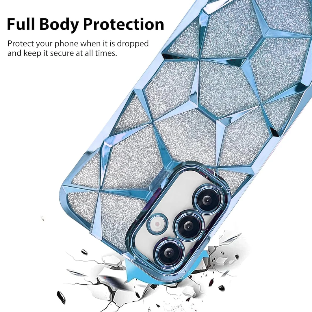 Gradient Glitter Case for Samsung A55, Luxury Electroplated 3D Cube, Diamond Bling Shiny Soft TPU Clear Shockproof Women Girls Protective Phone Cover  image 5
