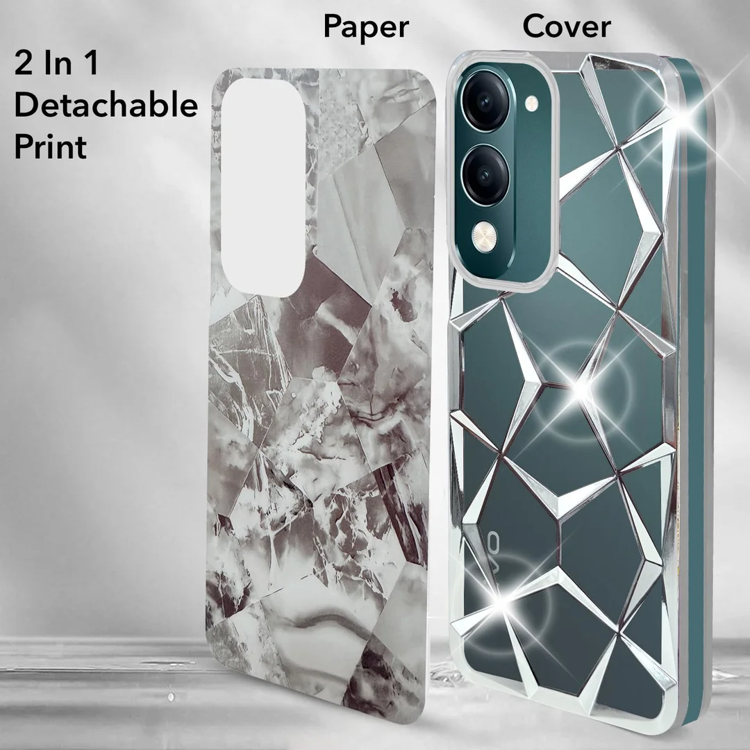 Silicone Glitter & Diamond-Print Back Cover for Vivo Y19E / Y19 |T4 Lite image 3